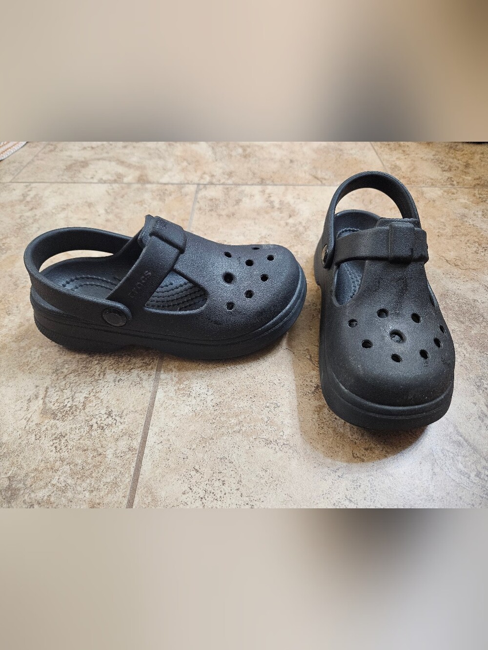 Kids All Black Mary Jane Crocs Size 12